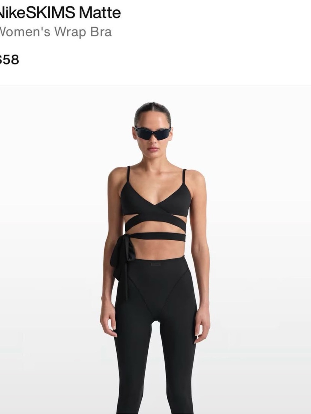 NWT NikeSKIMS Matte Women's Wrap Bra in Black large